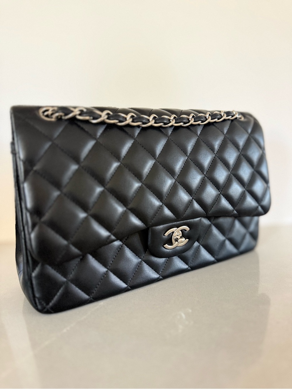 CHANEL Classic Jumbo Double Flap in Black Quilted Lambskin with SHW - Series 19
